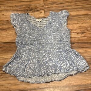 Blue and White Blouse